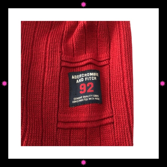 MEN'S RED SWEATER BY ABERCROMBIE & FITCH LARGE - Picture 6 of 9